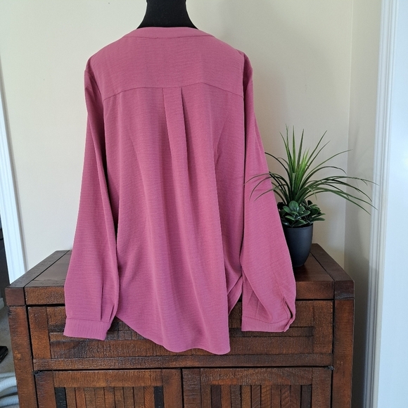 Dalia Blouse Women's XXL Long Sleeved Pink Pull Over V-Neck Shirt - Picture 8 of 10